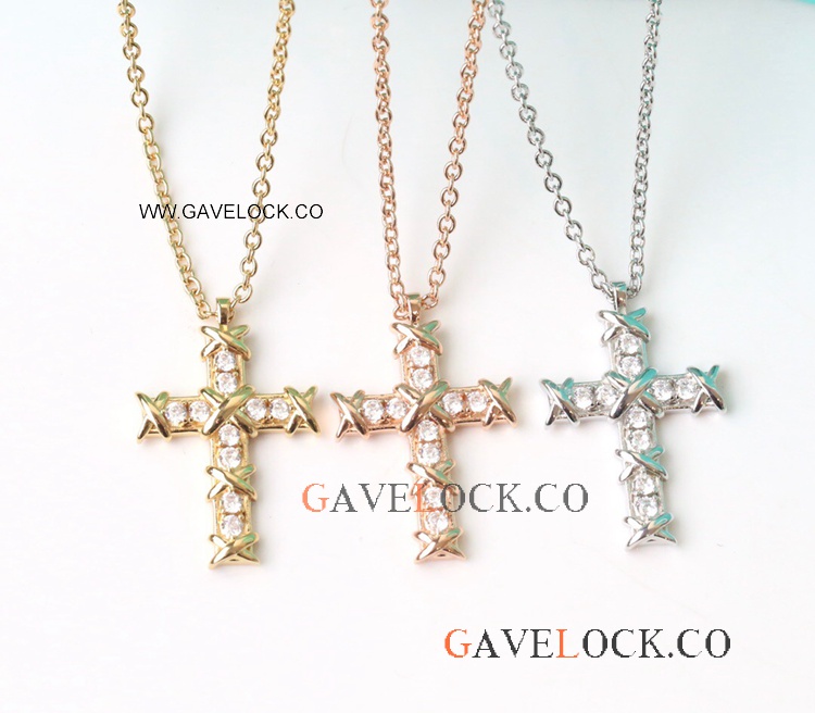 AAA Quality Tiff@ny Cross Necklace Pendant Sterling silver